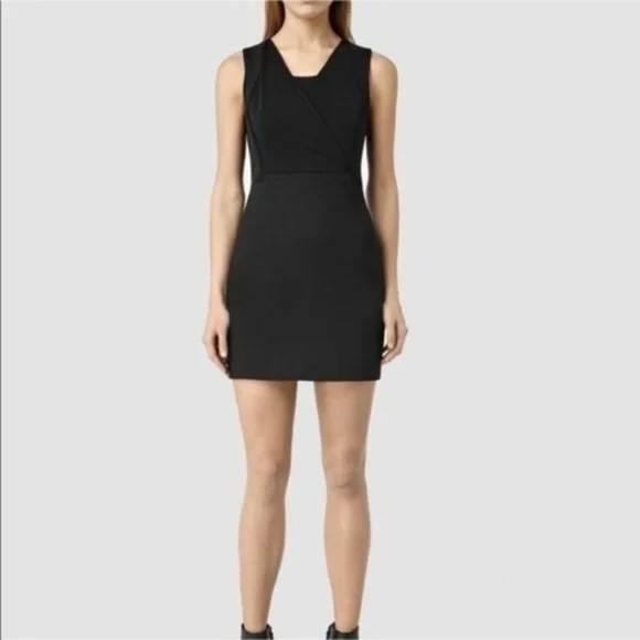 All Saints Echo dress black mini sexy comfy lbd mini - Picture 8 of 13